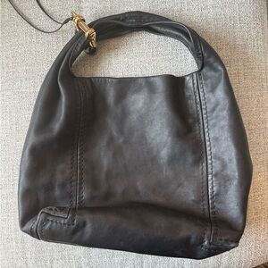 Jimmy Choo “Saba” Black Lambskin Slouchy Hobo Handbag